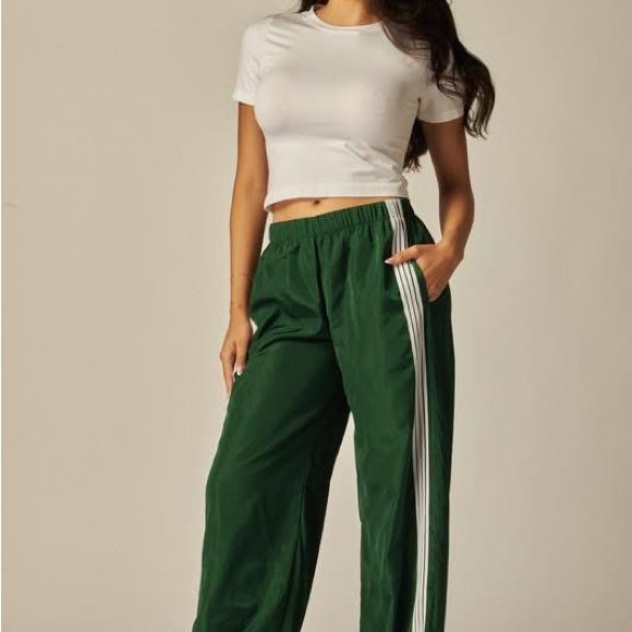Forest Green Women's Joggers with Stripe Detail - Picture 3 of 5